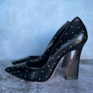 SCHUTZ hot studded heels pointy toe leather pumps